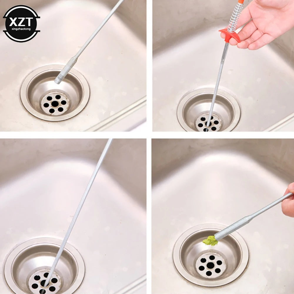 Stainless Steel Hair Catching Drain Cleaner Wire Spring Sink Cleaning Stick (50cm)